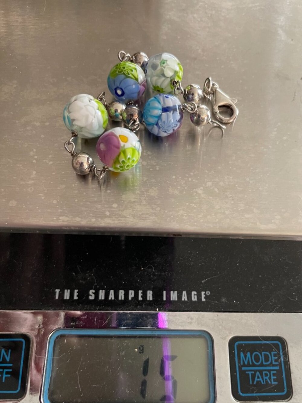 LAST Vintage Sterling Silver Handmade Colorful Bracelet 15 grams 7" Hippie Boho - Picture 9 of 10